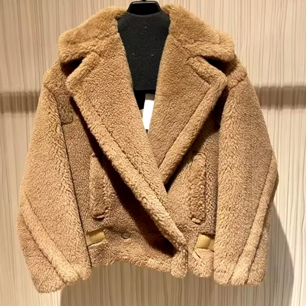 Real Wool Alpaca Teddy Bear Coat for Women, - Picture 5 of 8